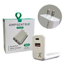 2 Plug - 20W USB Type C and USB Type A Wall Power Adapter (AmpSentrix)